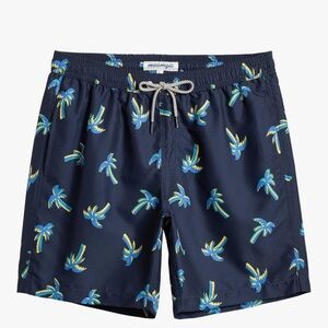 Men's Navy Palm Tree Swim Shorts